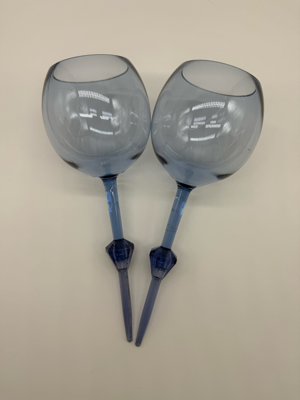 Blue Acrylic Beach Wine Glasses – Sand Spike Stem – Set of 2